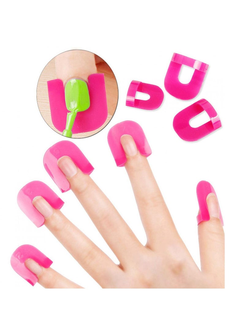 NIBEMINENT 130pcs Plastic Nail Polish Protector for Fingers, U Shape Stencil Reusable Covers Tools, Spill Proof Model Glue Overflow Art Accessories (10 sizes) - Image 1