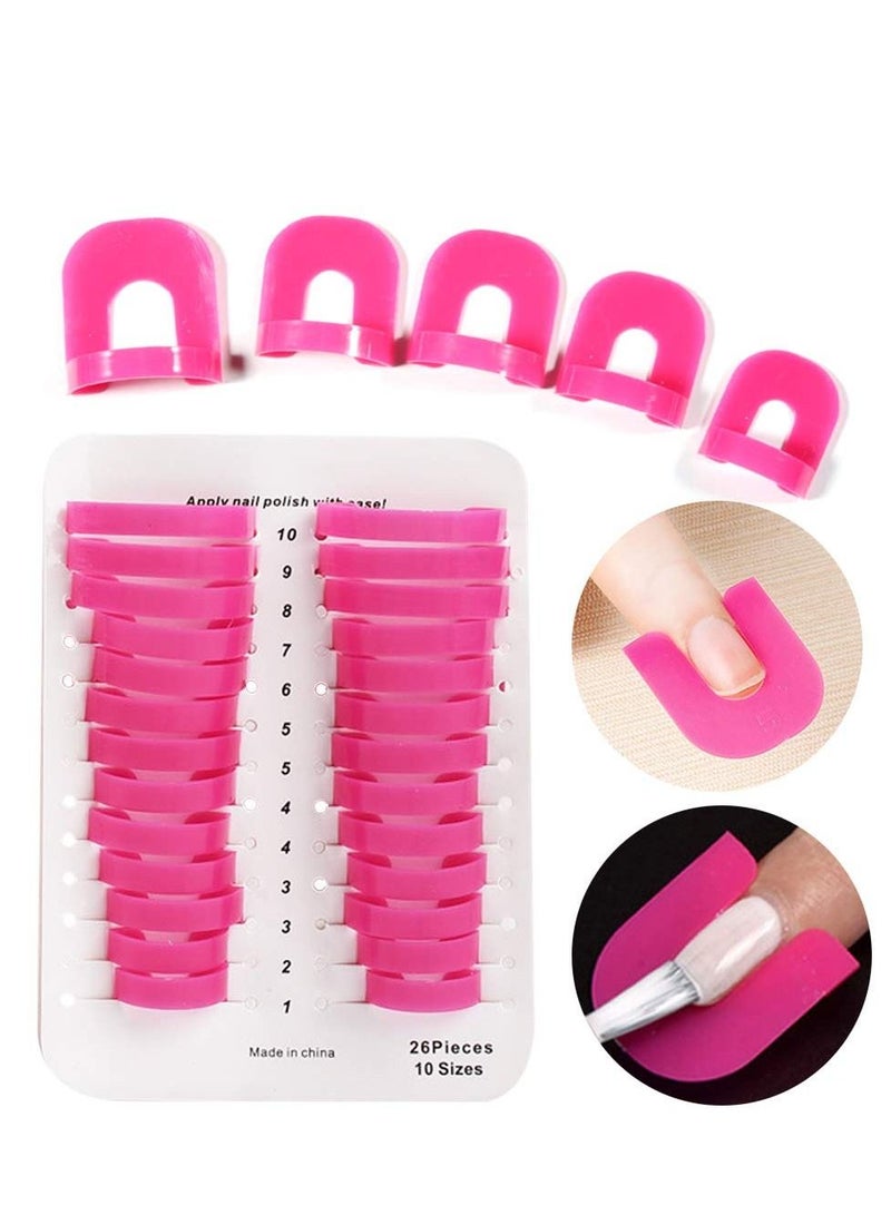 NIBEMINENT 130pcs Plastic Nail Polish Protector for Fingers, U Shape Stencil Reusable Covers Tools, Spill Proof Model Glue Overflow Art Accessories (10 sizes) - Image 5
