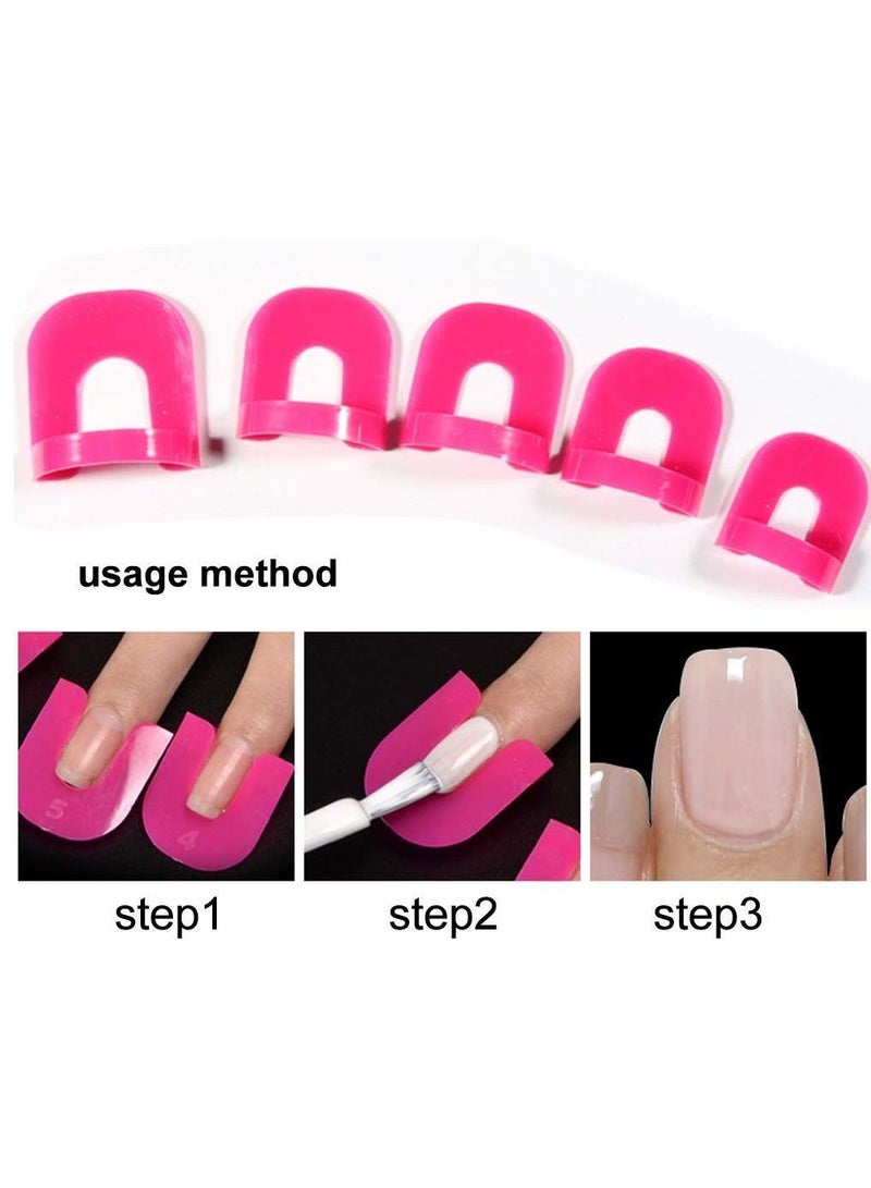NIBEMINENT 130pcs Plastic Nail Polish Protector for Fingers, U Shape Stencil Reusable Covers Tools, Spill Proof Model Glue Overflow Art Accessories (10 sizes) - Image 2