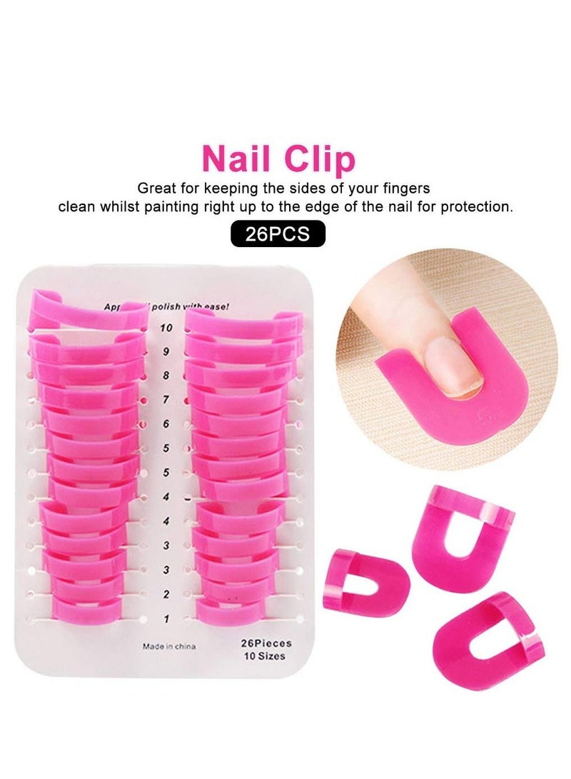 NIBEMINENT 130pcs Plastic Nail Polish Protector for Fingers, U Shape Stencil Reusable Covers Tools, Spill Proof Model Glue Overflow Art Accessories (10 sizes) - Image 3