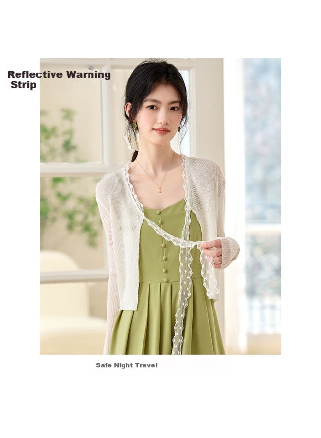 Pincai Knitted Cardigan Women Summer Ice Silk Lace Strap Outer Shawl Thin Air-conditioning Shirt P52z070