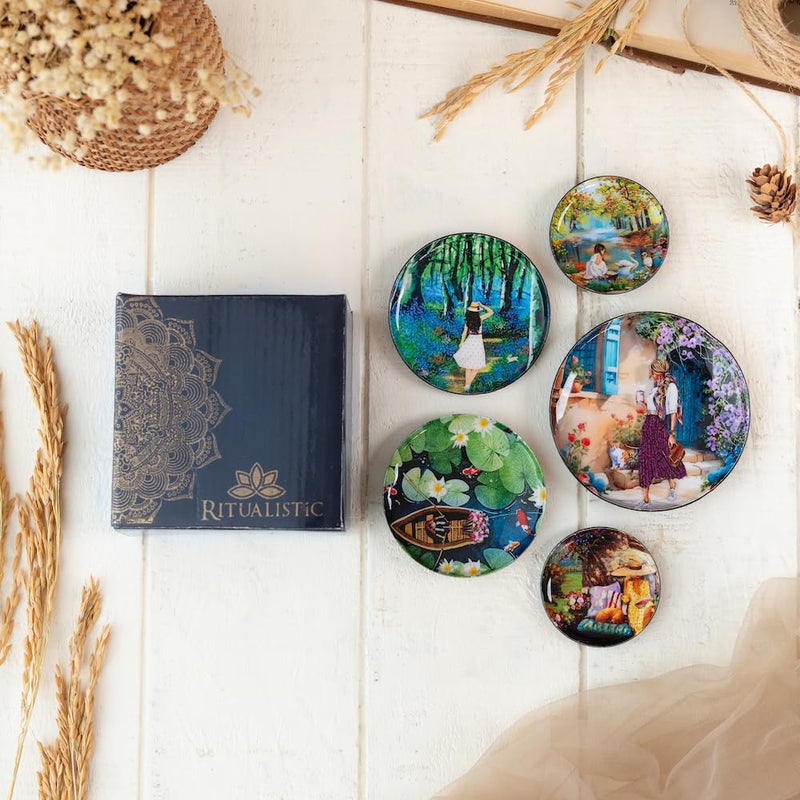 Ritualistic Slice of Life Art Fridge Magnets Metal Nonbreakable Gift Items for Women and Men Home Dcor Gift Items Fridge Magnets Refrigerator Stylish Fridge Magnet Set of 5 - Image 3