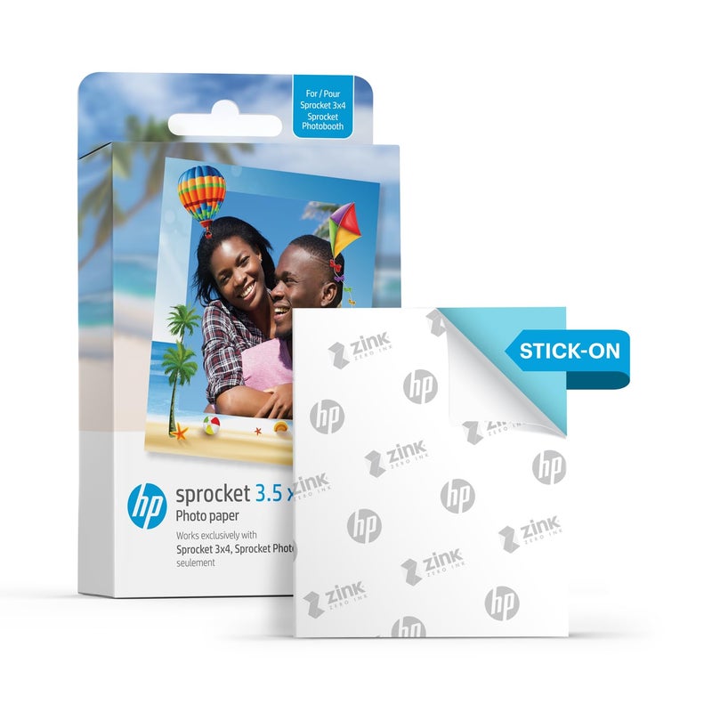 HP ورق صور HP Sprocket مقاس 3.5 × 4.25 Zink بخلفية لاصقة (50 حزمة) متوافق مع كشك الصور HP Sprocket 3x4 وطابعة الصور - Image 2