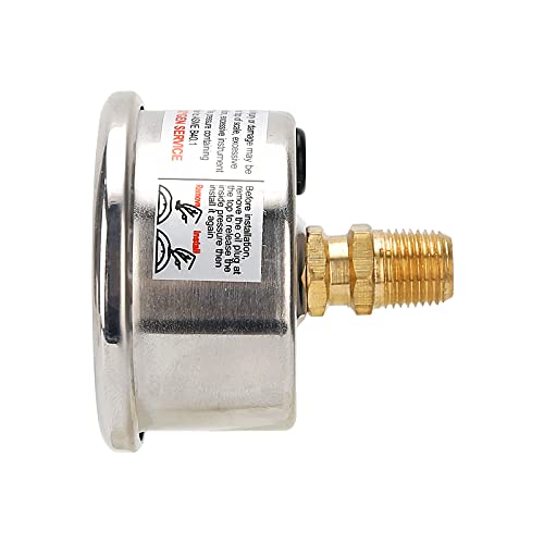 Solimeta 1.5" Dial Size, Oil Filled, 1/8 NPT Inline Fuel Pressure Gauge - 304 Stainless Steel Case, 0-15Psi, +/-3-2-3% - Image 3