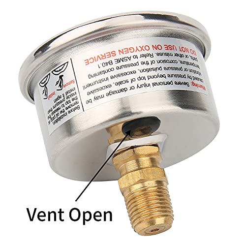 Solimeta 1.5" Dial Size, Oil Filled, 1/8 NPT Inline Fuel Pressure Gauge - 304 Stainless Steel Case, 0-15Psi, +/-3-2-3% - Image 5