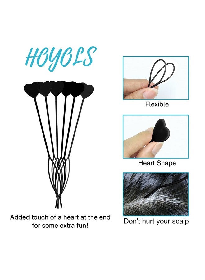 HOYOLS 12Pcs Quick Topsy Tail Hair Beader Tool For Braiding Hair Beads On Braids Threader Braider Loop Tool For Kids Girls Stringer Ponytail Hair Styling Maker Set 12 Pcs Black - Image 3