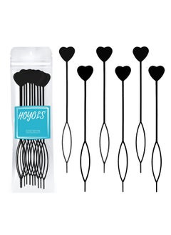 HOYOLS 12Pcs Quick Topsy Tail Hair Beader Tool For Braiding Hair Beads On Braids Threader Braider Loop Tool For Kids Girls Stringer Ponytail Hair Styling Maker Set 12 Pcs Black  - Image 1