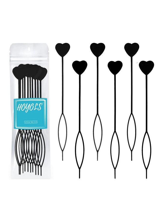 HOYOLS 12Pcs Quick Topsy Tail Hair Beader Tool For Braiding Hair Beads On Braids Threader Braider Loop Tool For Kids Girls Stringer Ponytail Hair Styling Maker Set 12 Pcs Black - Image 1