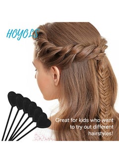 HOYOLS 12Pcs Quick Topsy Tail Hair Beader Tool For Braiding Hair Beads On Braids Threader Braider Loop Tool For Kids Girls Stringer Ponytail Hair Styling Maker Set 12 Pcs Black  - Image 5