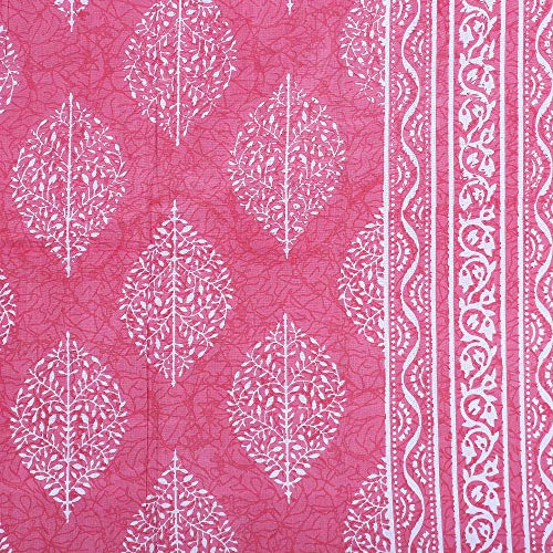 EarlyMart Cotton Comfort 144 TC Rajasthani Jaipuri Traditional Printed Double Bed Bedsheet with 2 Pillow Covers (Double_034, Pink, King Size) - Image 4