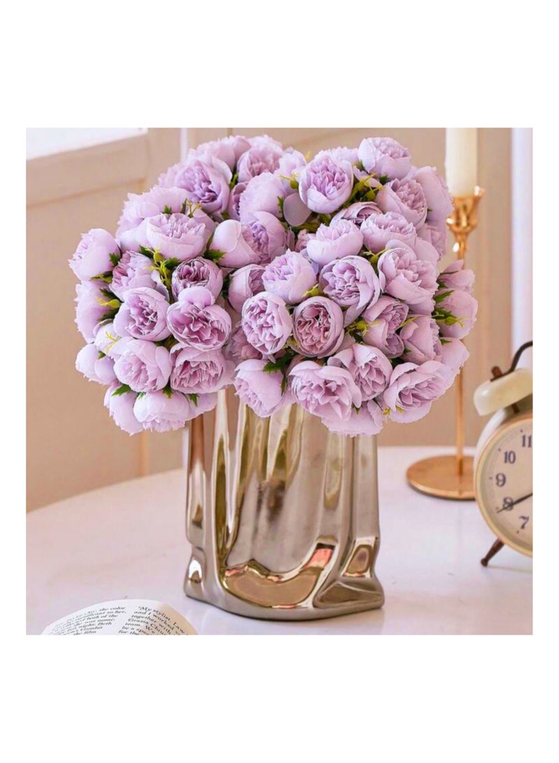 Artificial Flowers Silk Rose and Peony Bouquet 2 Sets 54 Heads For Home Table Vase Wedding Decoration - Image 1