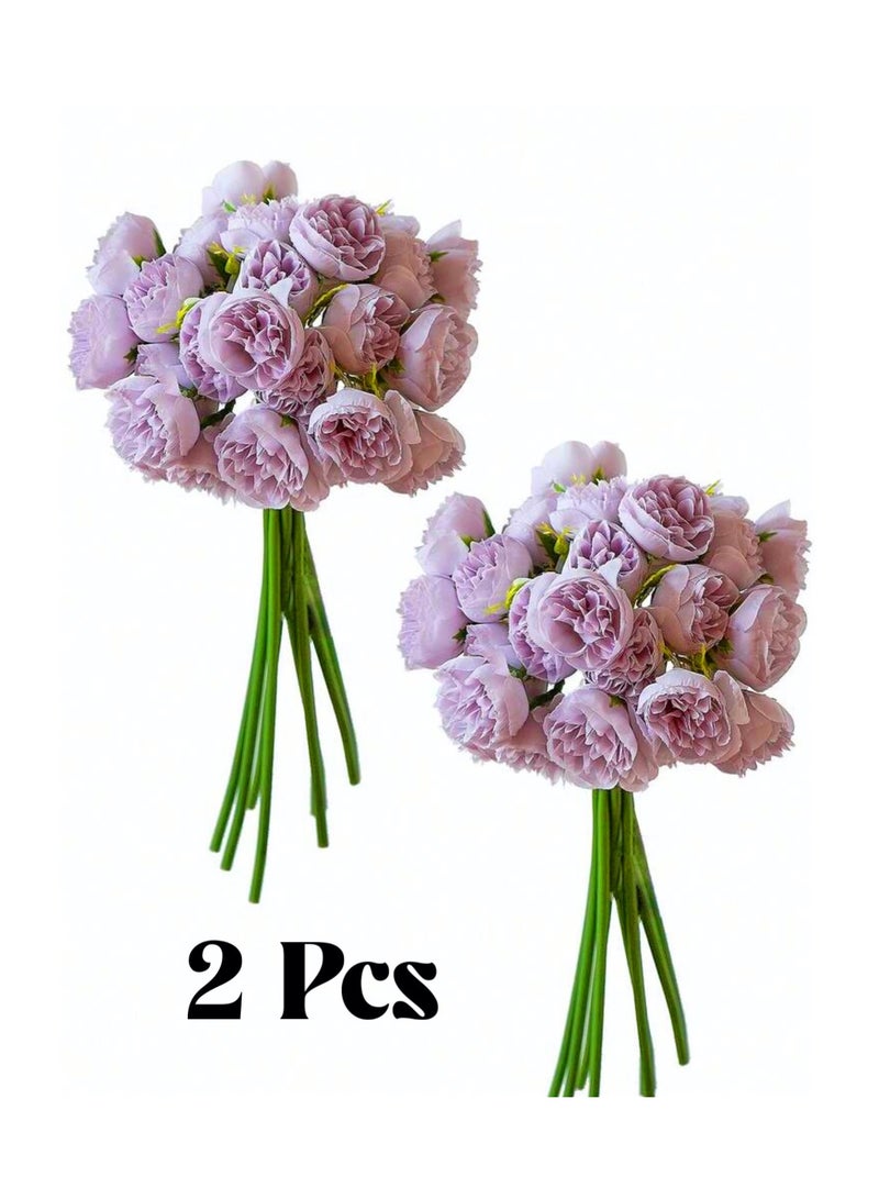 Artificial Flowers Silk Rose and Peony Bouquet 2 Sets 54 Heads For Home Table Vase Wedding Decoration - Image 2