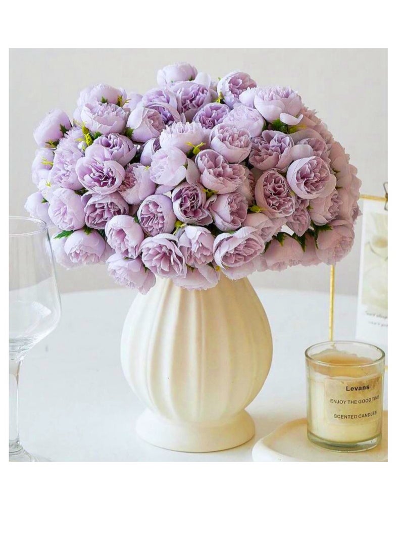 Artificial Flowers Silk Rose and Peony Bouquet 2 Sets 54 Heads For Home Table Vase Wedding Decoration - Image 3