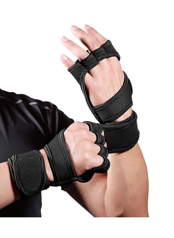 RedMapleTEK Sports Cross Training Gloves, Fitness Gloves With Wrist Support, Gym Workout,Weightlifting & Fitness-Leather Padding, With Strong Grip And Palm Protection,No Calluses-Suits Men & Women,Black  - Image 2