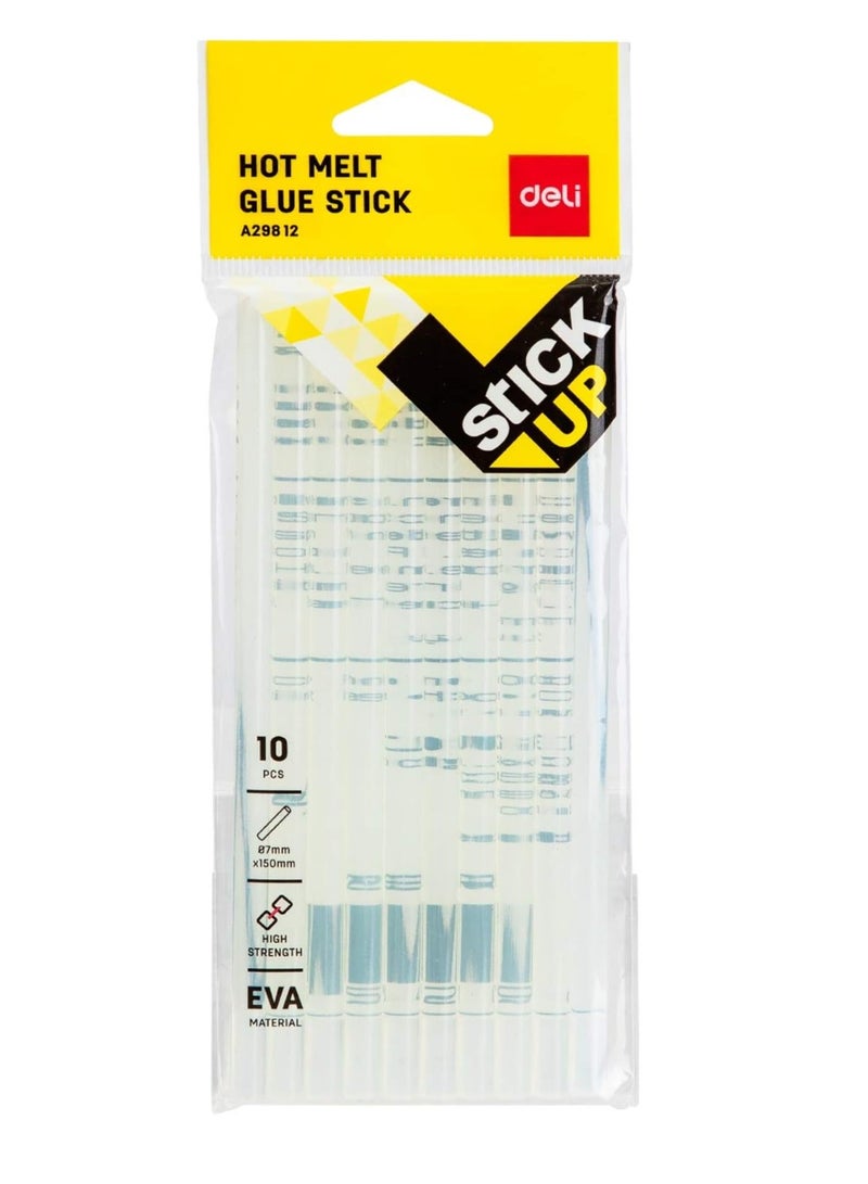 Deli 10-Piece Hot Melt Thin Glue Stick, 7mm Clear - Image 1