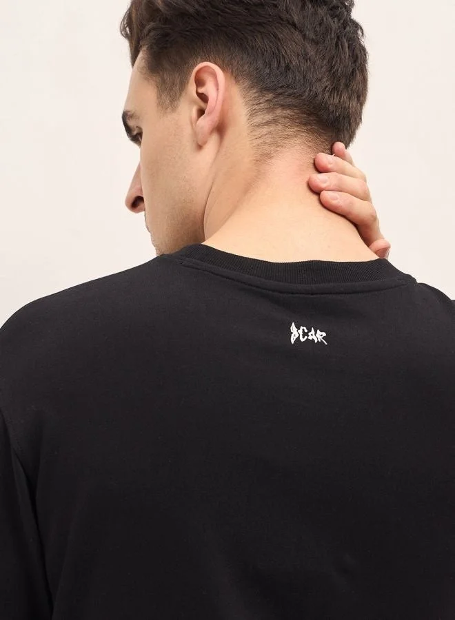 THE BEAR HOUSE  Men's Black Wireframe Teddy Bear Graphic Print Crew Neck T-shirt Perfect For Casual Wear, Gym, Travel, Or Layering Stylish And Versatile Essential For Every Wardrobe for Men | Best Price UAE