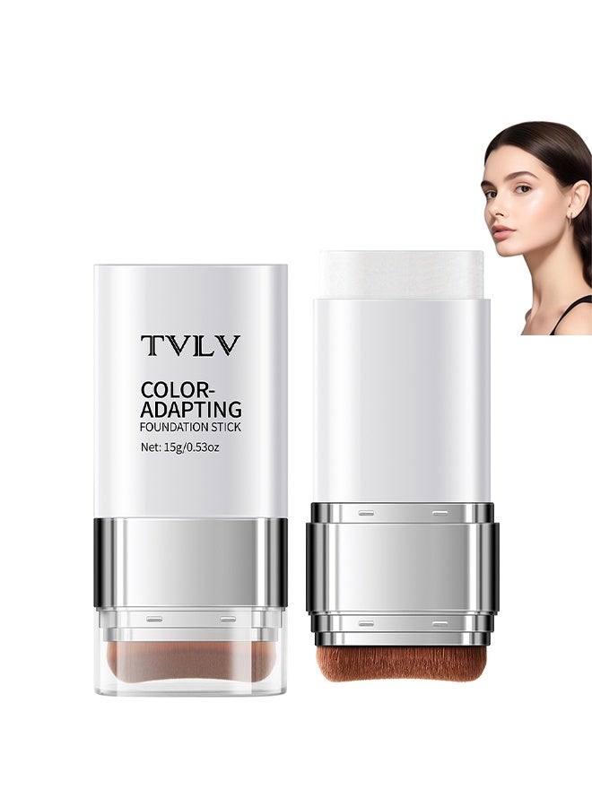 TVLV Foundation Stick, 2 in 1 Dual-Ended Eraser Contour Stick with Brush, Tinted Moisturizer, Skin Tint, Face Foundation, Radiant & Dewy Finish for Face Makeup (＃1 Ivory Color) - Image 1