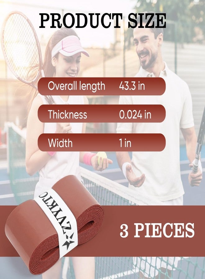 ZVYKTOR Tennis Racket Grip Tape 3 Pack, Ultra-Thin Tennis Racket Grip Tape for Enhanced Tack, Sweat Control & Durability – Premium Overgrips for Tennis, Badminton & Pickleball (Brown 3P) - Image 2