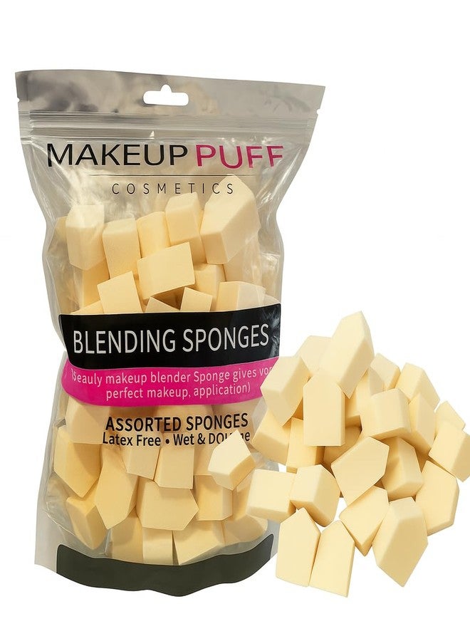 GOERTI Makeup Sponges Set 60 Count Triangle Cosmetic Wedges for Foundation Blending, Nail Art, Crafts, Face Painting | Beauty Sponges Cosmetic Rectangular Wet or Dry Use (Skin color) - Image 1