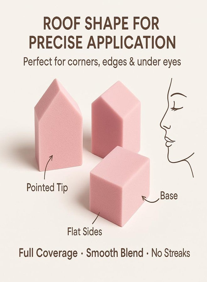 GOERTI Makeup Sponges Set 60 Count Triangle Cosmetic Wedges for Foundation Blending, Nail Art, Crafts, Face Painting | Beauty Sponges Cosmetic Rectangular Wet or Dry Use (Skin color) - Image 3