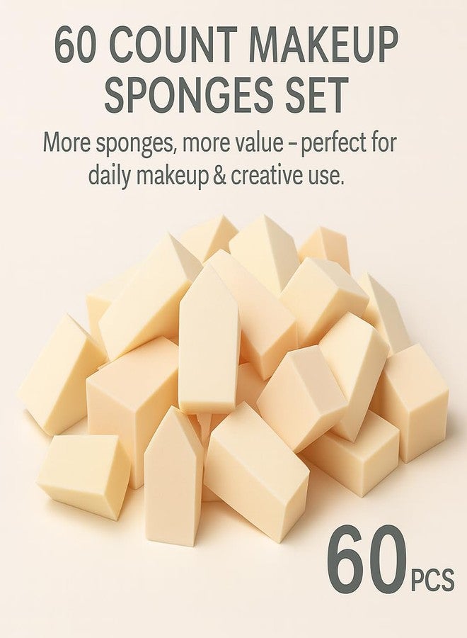 GOERTI Makeup Sponges Set 60 Count Triangle Cosmetic Wedges for Foundation Blending, Nail Art, Crafts, Face Painting | Beauty Sponges Cosmetic Rectangular Wet or Dry Use (Skin color) - Image 2