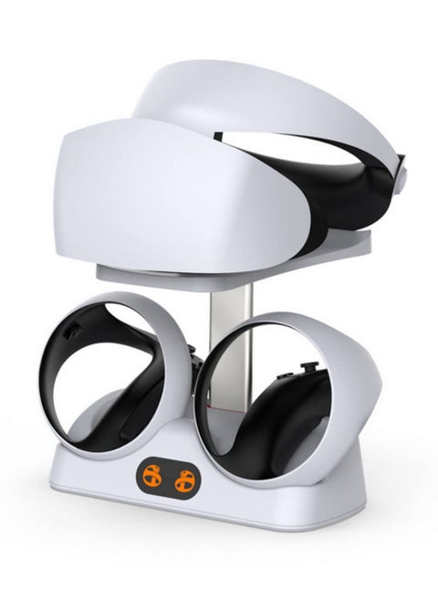 For PS5 VR2 Controller Charging Base with Display Light for PSVR2 Handle Charging Station with Stowable Glasses Holder Fast Charging Dock TP5-2515