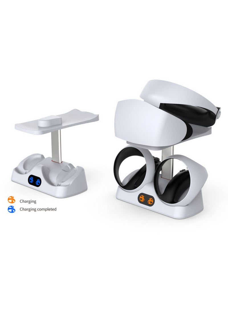 For PS5 VR2 Controller Charging Base with Display Light for PSVR2 Handle Charging Station with Stowable Glasses Holder Fast Charging Dock TP5-2515