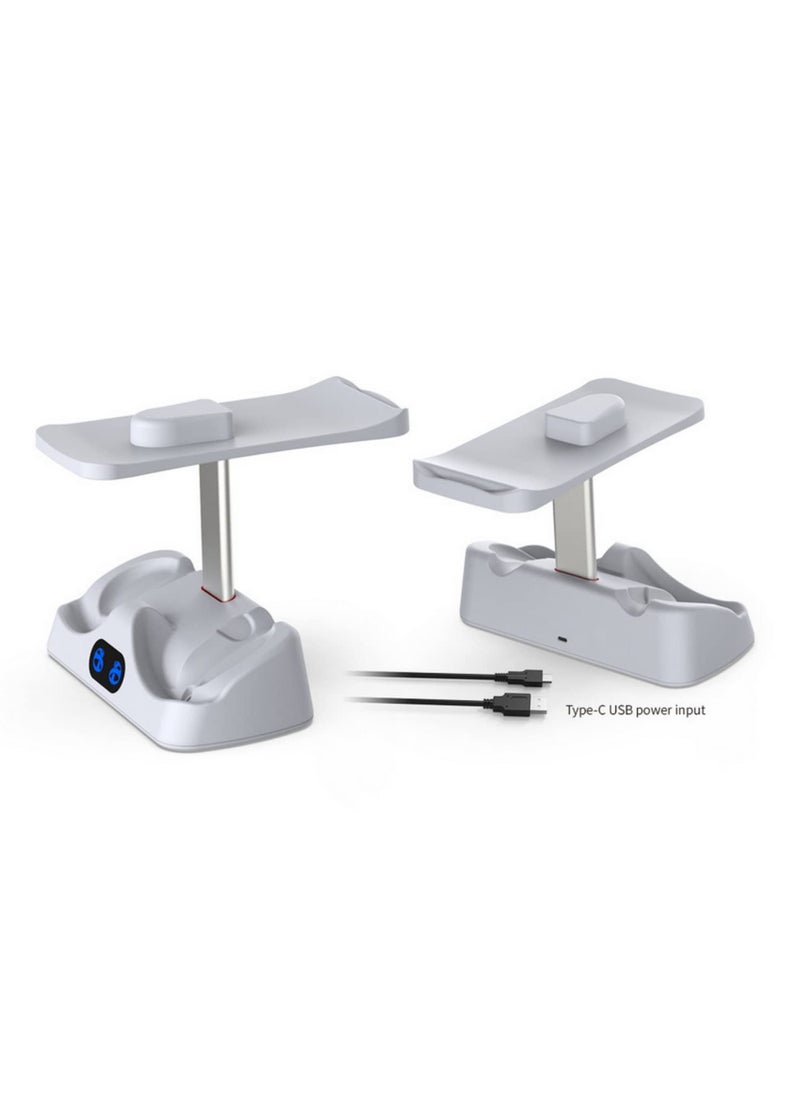For PS5 VR2 Controller Charging Base with Display Light for PSVR2 Handle Charging Station with Stowable Glasses Holder Fast Charging Dock TP5-2515
