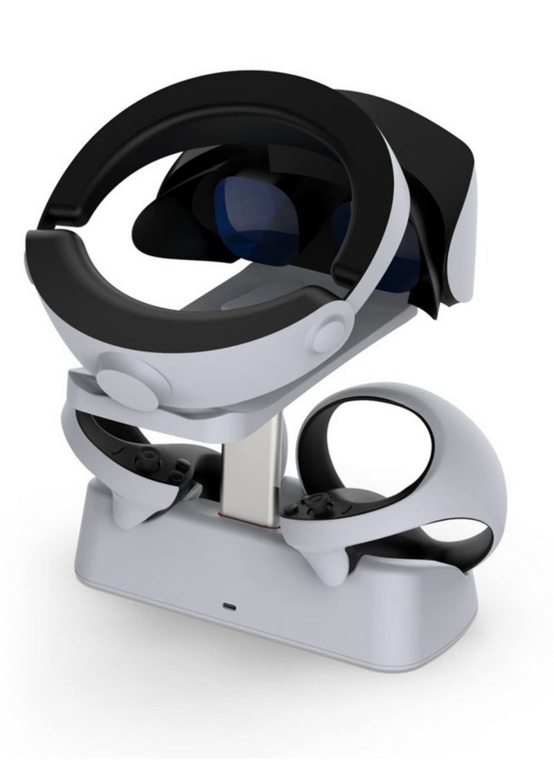 For PS5 VR2 Controller Charging Base with Display Light for PSVR2 Handle Charging Station with Stowable Glasses Holder Fast Charging Dock TP5-2515