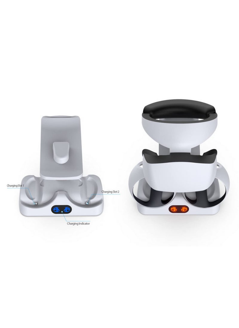 For PS5 VR2 Controller Charging Base with Display Light for PSVR2 Handle Charging Station with Stowable Glasses Holder Fast Charging Dock TP5-2515