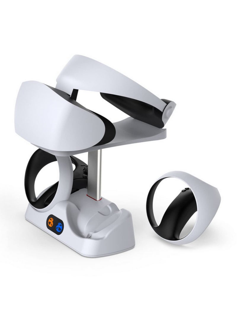 For PS5 VR2 Controller Charging Base with Display Light for PSVR2 Handle Charging Station with Stowable Glasses Holder Fast Charging Dock TP5-2515
