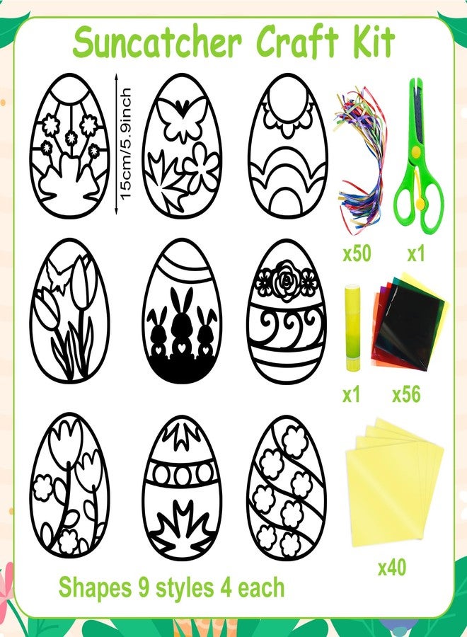 EggSun 36 Sets Easter Egg Suncatchers Craft Kit for Kids Ornaments Stained Glass Window Arts and Crafts Kit for Classroom Holiday Projects Home Party Favors Decorations Ages 4 8 12 - Image 2