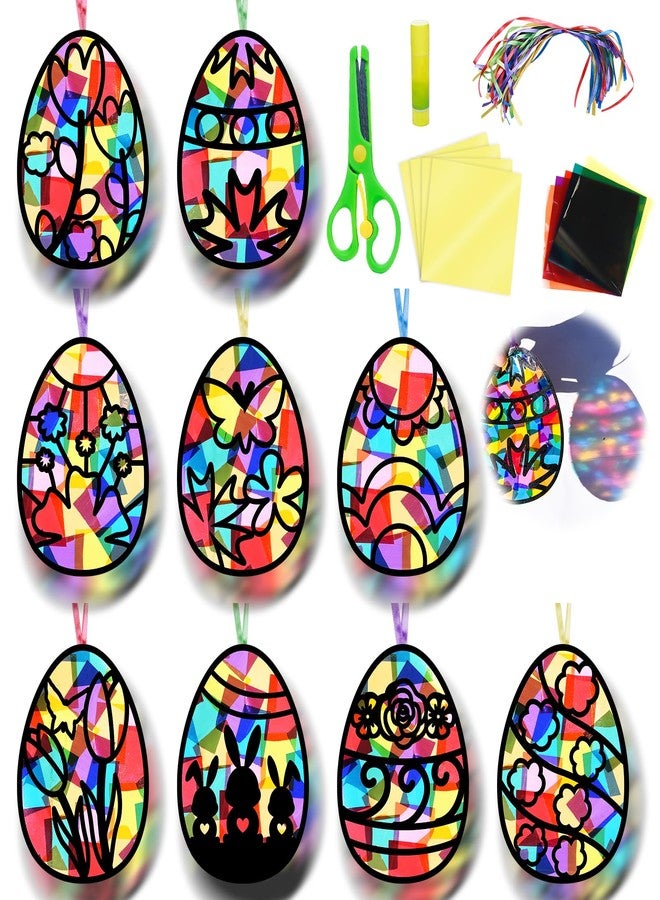 EggSun 36 Sets Easter Egg Suncatchers Craft Kit for Kids Ornaments Stained Glass Window Arts and Crafts Kit for Classroom Holiday Projects Home Party Favors Decorations Ages 4 8 12 - Image 1