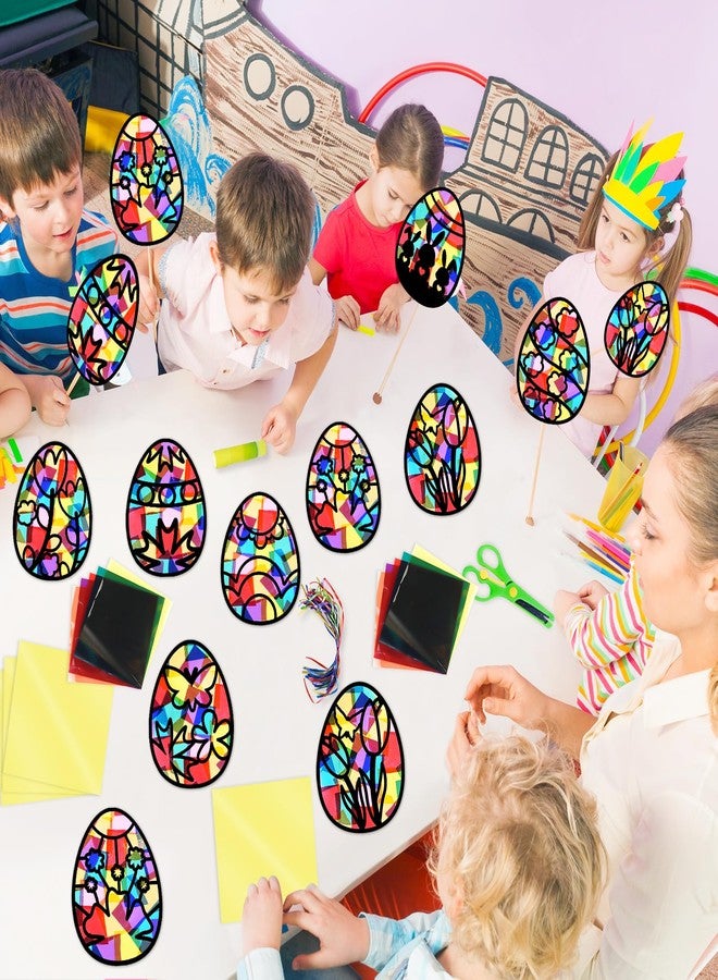 EggSun 36 Sets Easter Egg Suncatchers Craft Kit for Kids Ornaments Stained Glass Window Arts and Crafts Kit for Classroom Holiday Projects Home Party Favors Decorations Ages 4 8 12 - Image 5