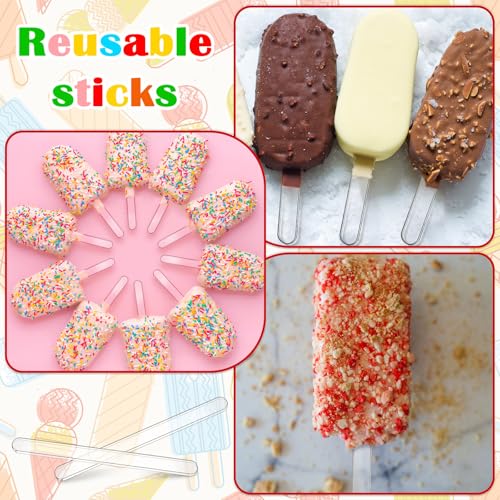 Romooa 30 Pieces Acrylic Sticks Reusable Cakesicle Sticks Cake Pop Mold Mirror Ice Pop Sticks Ice Cream Cakesicle Mold for Home Cake Candy Gifts Party Craft (4.5 Inches, Transparent) - Image 5