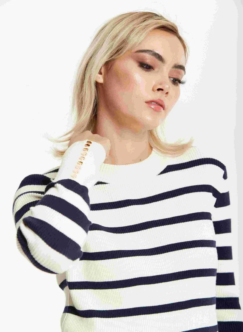 Liquorish  Navy White Stripe Jumper for Women | Best Price UAE