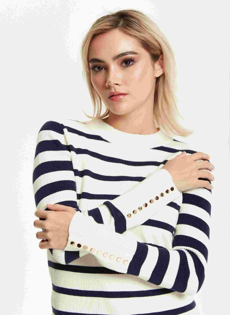 Liquorish  Navy White Stripe Jumper for Women | Best Price UAE