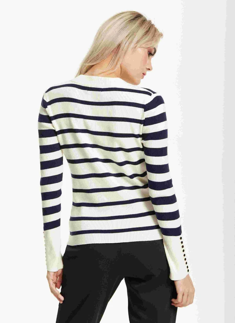 Liquorish  Navy White Stripe Jumper for Women | Best Price UAE