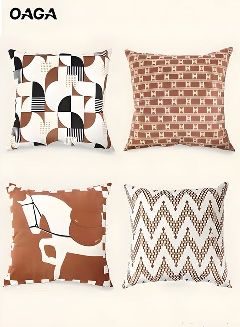 Pillow Covers Set of 4, Throw Pillow Cover, Maillard style Cushion Covers 45cm x 45cm, For Living Room Sofa Couch Bed Pillowcases 18x18 inches (Double sided pattern)