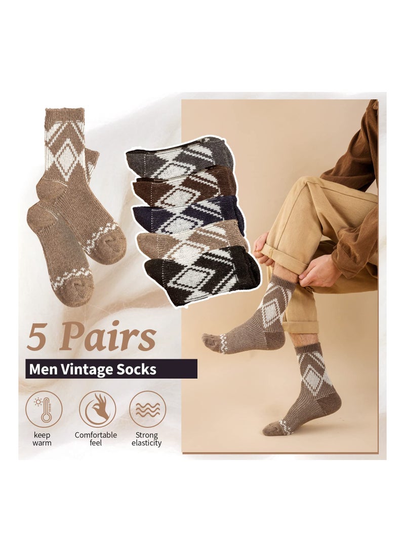 Excefore Men's Thermal Socks, 5 Pairs Thick Cotton Thermal Socks Men's Winter Soft Walking Hiking Socks Men's Heavyweight Comfort Boot Socks for Cold Weather UK 5-10 - Image 4