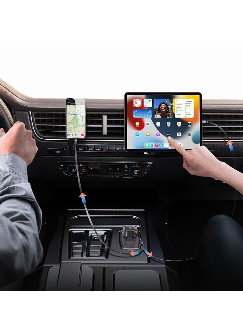 C41 30W Car Charger with 2IN1 Retractable Cable Type-C+Type-C | Fast Charging, Dual Type-C Ports, Compact Design, Universal Compatibility, Smart IC Protection – High-Speed Car Charger for Smartphone - Image 3