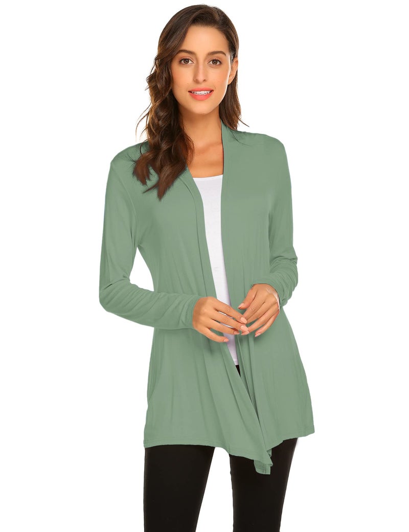 Newchoice Cardigans for Women, Loose Casual Lightweight Summer Cardigan Long Sleeve Open Front Sweaters (Sage Green, M) - Image 1