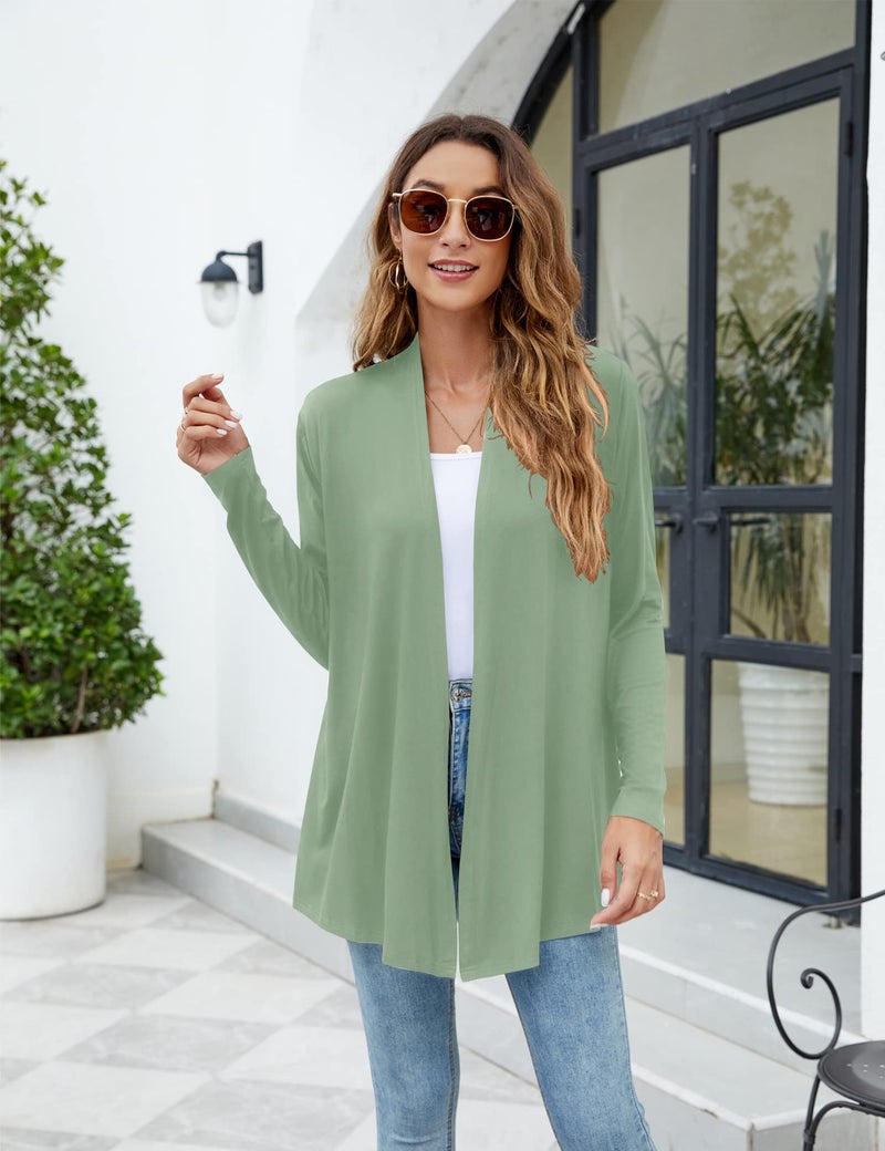 Newchoice Cardigans for Women, Loose Casual Lightweight Summer Cardigan Long Sleeve Open Front Sweaters (Sage Green, M) - Image 5