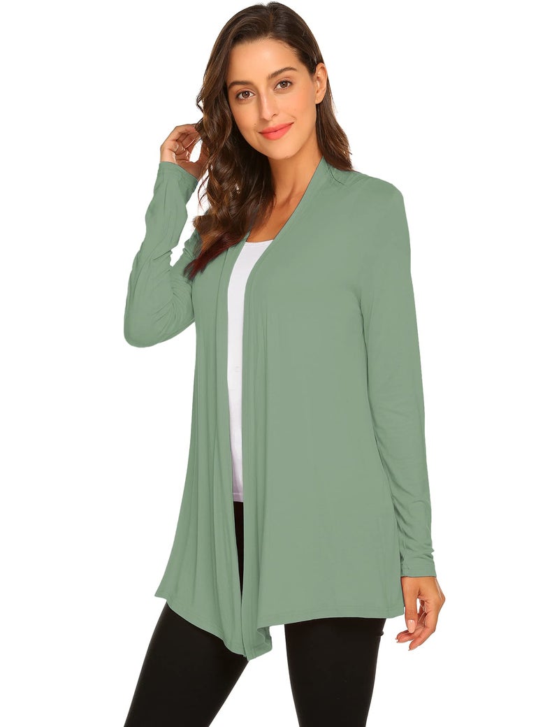 Newchoice Cardigans for Women, Loose Casual Lightweight Summer Cardigan Long Sleeve Open Front Sweaters (Sage Green, M) - Image 3