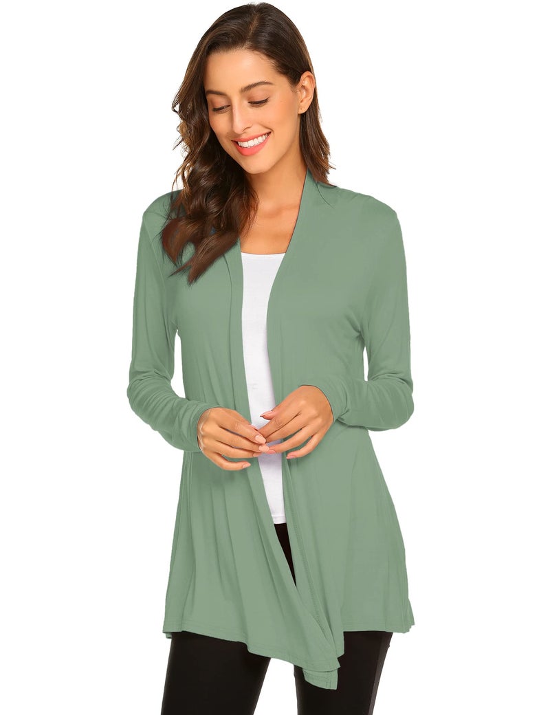 Newchoice Cardigans for Women, Loose Casual Lightweight Summer Cardigan Long Sleeve Open Front Sweaters (Sage Green, M) - Image 2