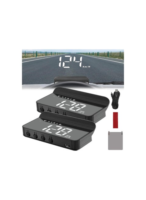 Huduck Pro Display, Huduck Pro para Carros, Head Up Display for Car Huduck Pro, 3.7 in HD Display Holographic Speedometer, Digital GPS Speedometer with Speed (USB Cable-2Pcs)