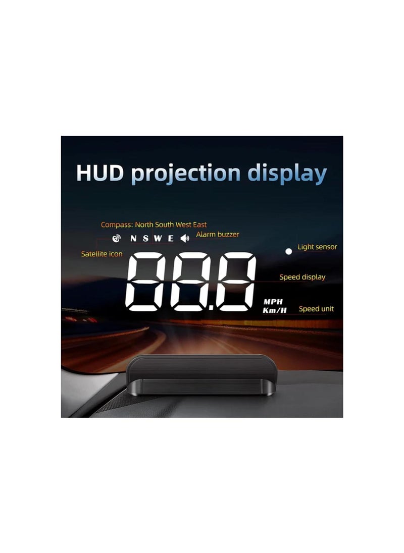 Huduck Pro Display, Huduck Pro para Carros, Head Up Display for Car Huduck Pro, 3.7 in HD Display Holographic Speedometer, Digital GPS Speedometer with Speed (USB Cable-2Pcs)