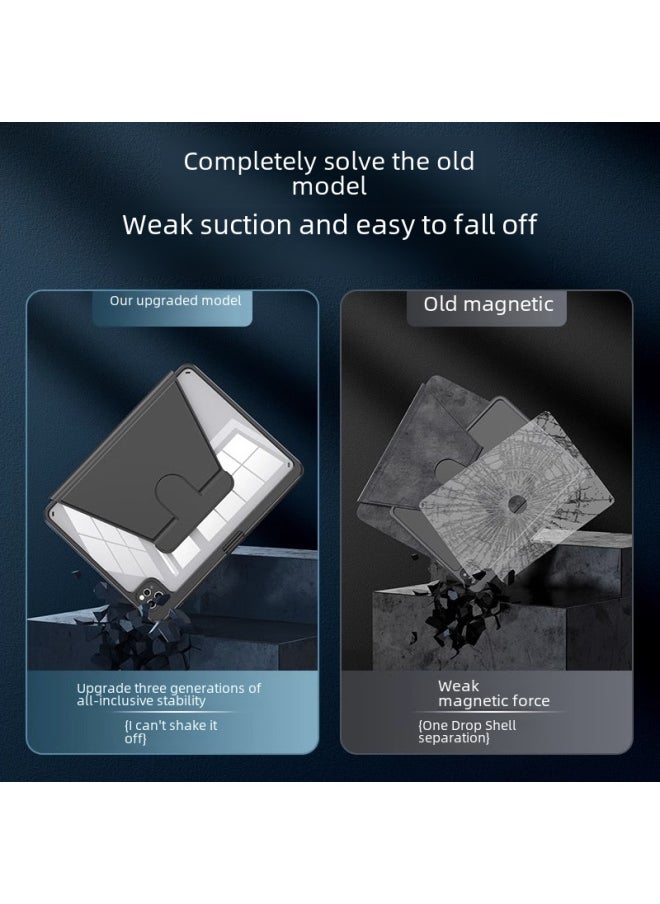 360-degree Rotating Transparent Acrylic Case Ipad Air6/5/11/10.9/10.2 Mini6 Anti-fall Protective Case Simple Design-Color:[Ice Crystal Blue] 360 Degree Rotation♥Acrylic Backboard-Applicable Model:Ipad 11th Generation 2025 Model (11inch)