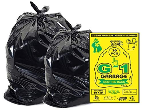 G1 G 1 Garbage/Trash/Dustbin Bags and Covers For Kitchen Washroom Parks | Medium Size | Size 48 cm x 56 cm | Black Color | 180 Pcs | Pack of 6| - Image 5