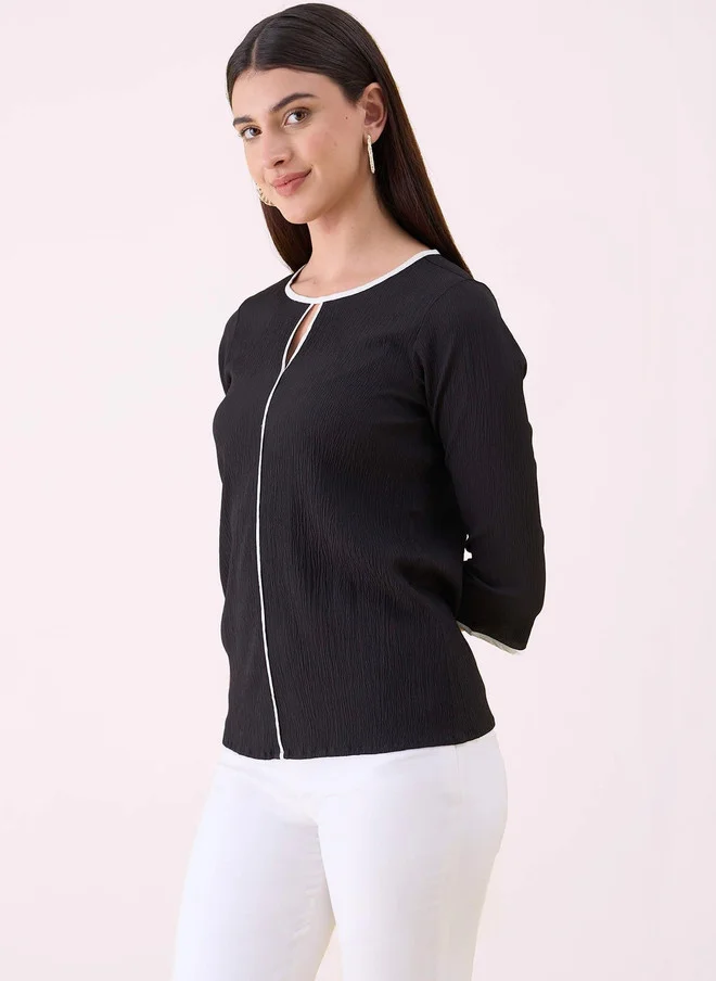 Salt Attire  SALT ATTIRE Keyhole Neck Crepe Top for Women | Best Price UAE